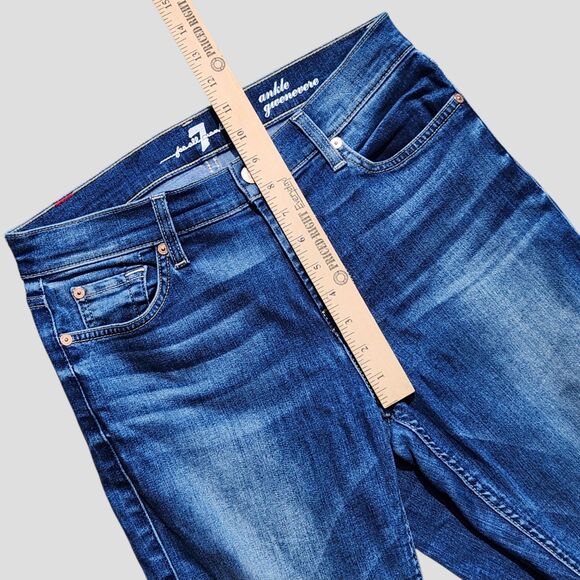 7 For All Mankind Ankle Gwenevere Women's Jeans Size 28 Blue Distressed Cropped - Picture 6 of 10